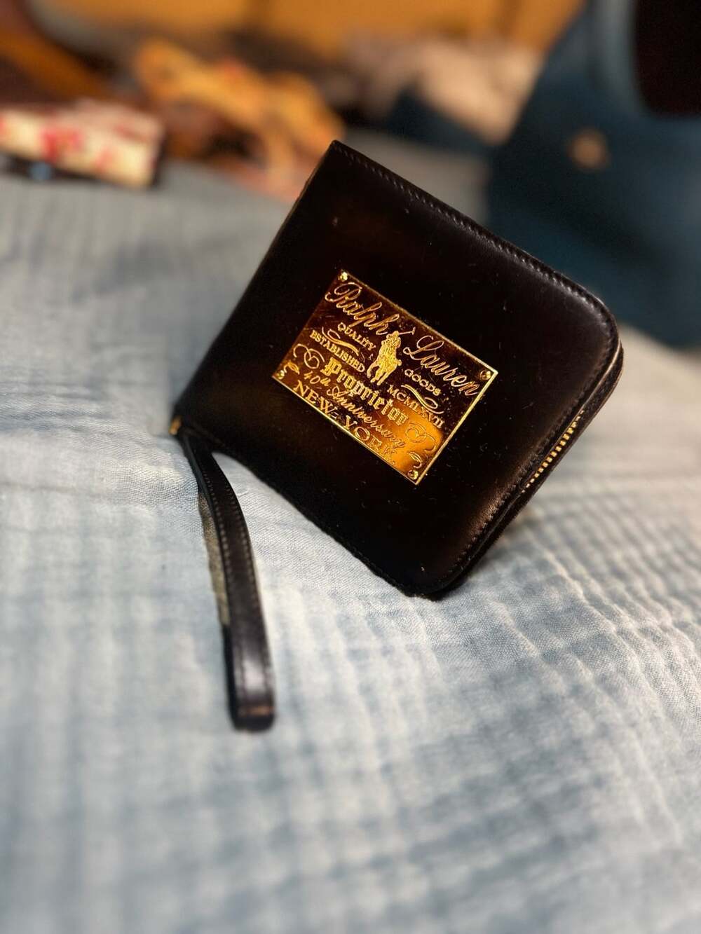 Ralph Lauren Proprietor 40th Anniversary Leather Zip Wallet Black
